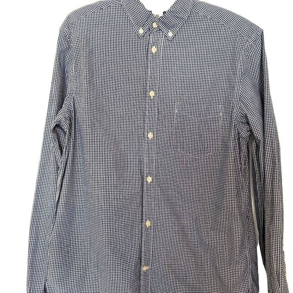 H&M L.O.G.G. MENS SIZE MED  BLUE & WHITE  CHECK LONG SLEEVE BUTTON DOWN SHIRT - Picture 1 of 11